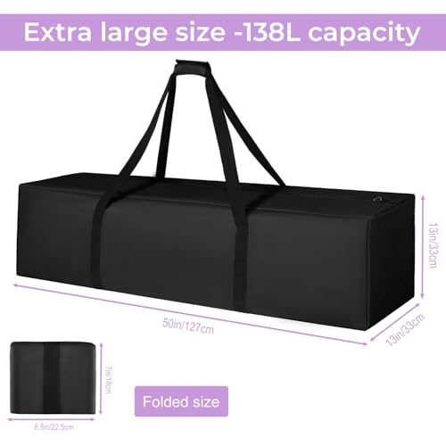 Babenest 50" Extra Large Duffel Travel Sports Equipment Bag, 138L Long Luggage with Upgrade Zipper Water Resistant, Foldable Storage Bag for Camping, Tent, Tripod, Fishing (50x13x13 inch) by Babenest - Image 3