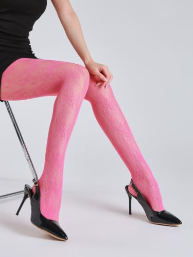 Image of TBFT Guling one pair sexy black or hot pink stockings pantyhose fishnet tights lace leggings for women Christmas rose pattern