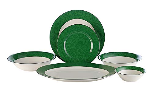 Hitkari Potteries Porcelain Dinner Set, 21-Pieces, Green
