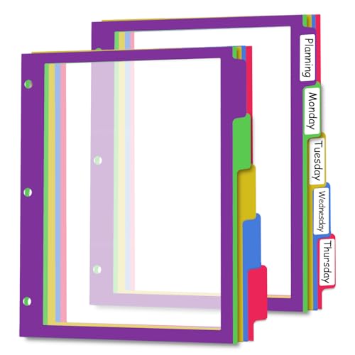 Image of 5Tab Binder Dividers with Tabs, Letter Size 8.5 * 11inch 2 Set Plastic Page Dividers for 3 Ring Binder Clear (10)