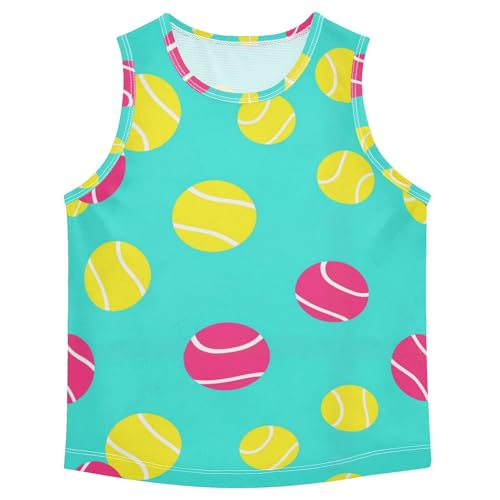 J JOYSAY Tennis Ball Pink Yellow Boys Tank Top Sleeveless Muscle Shirts Quick Dry Workout Sport Active Kids T-Shirts 3-15T