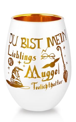 Portavelas con texto en alemán «Du bist Mein LieblingsMuggles – Magisches Geschenk für Harry Fans & Nerds - Glückslicht für Verliebte - Weiß