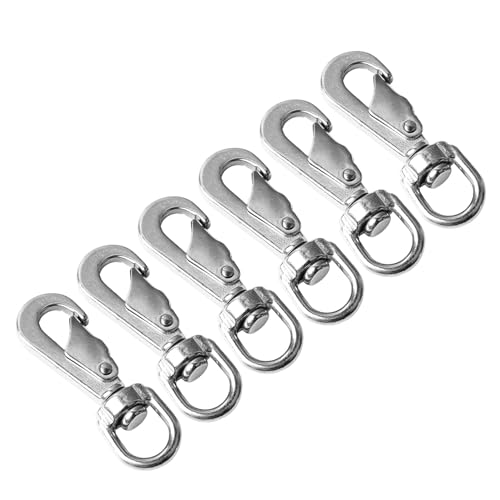 Rotating Hook, 6 Pack Stainless Steel Flag Clips, Mirror Polished, Prevent Accidental Opening with Elastic Spring for Dog Leashes