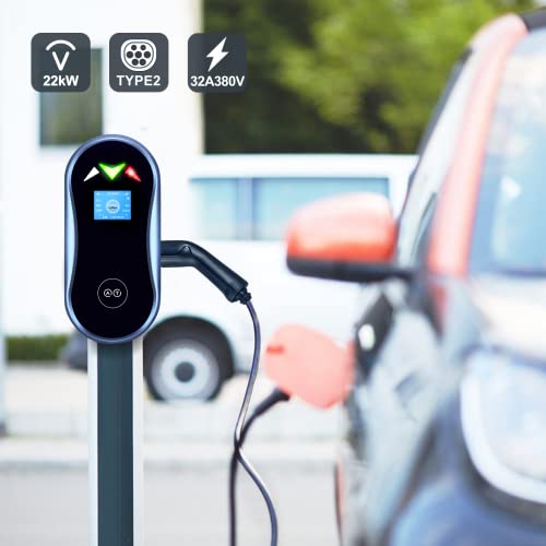 EVFUEL EV borne de Recharge vehicule Electrique Type 2 triphasé Chargeur Station 22kw/380V/32A/1m vers Le boîtier de Distribution (sans Prise de câble) – Image 7