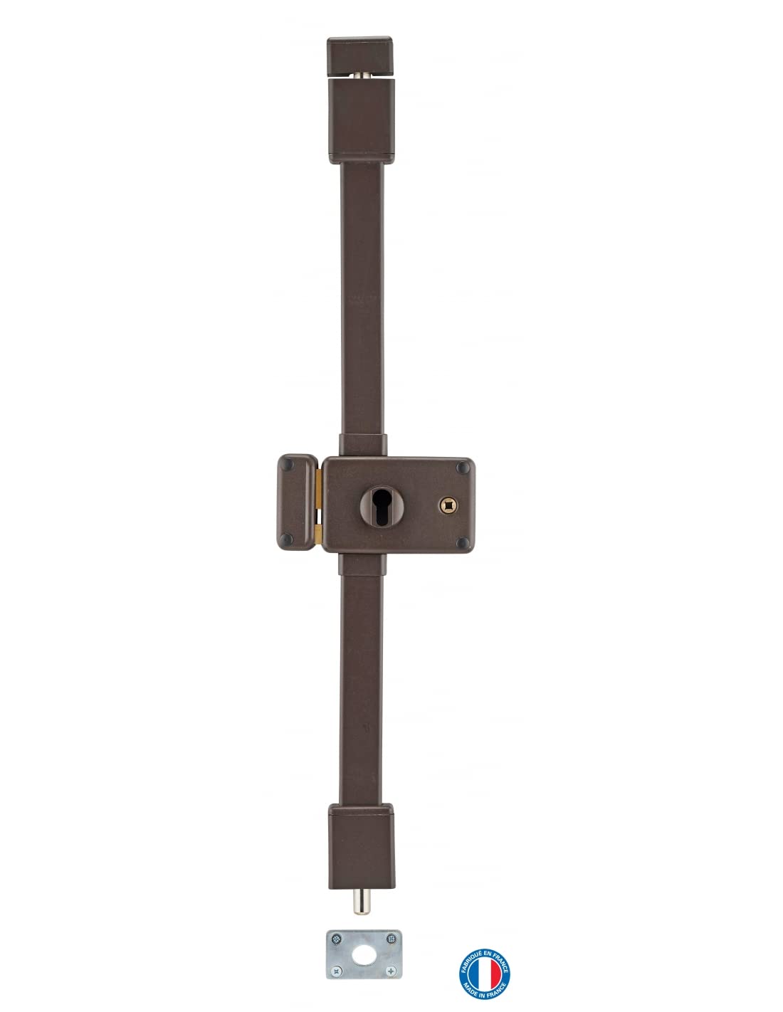 THIRARD - Boitier de Serrure en Applique Horga à Fouillot pour Porte d'Entrée - Gauche - 3 Points - Axe 55 mm - Marron - Acier - Mécanisme Intérieur - Sécurité Renforcée - Installation Facile