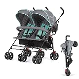 Dream On Me Volgo Twin Umbrella Stroller, Mint/Dark Grey