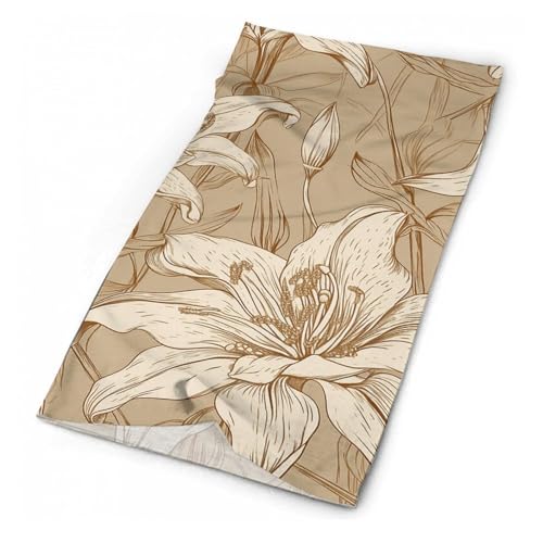 Mascarilla Beige con Dibujo Lineal para Clima Frío, Cuello Tubular, Pañuelo Cortaviento para Hombre y Mujer, Balaclava Elástica para Motocicleta, Ciclismo, Esquí y Más miniatura 1