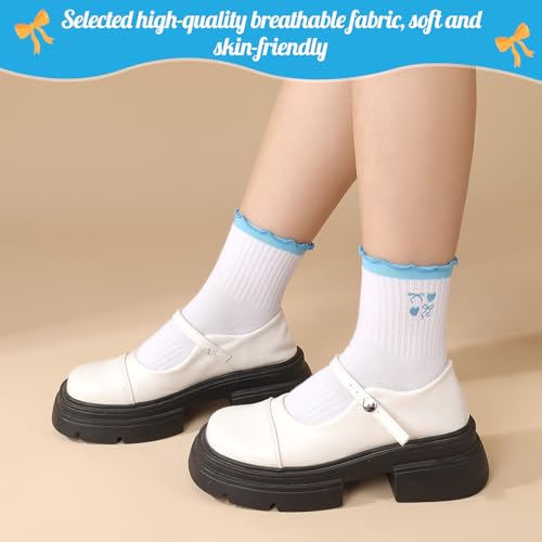 Image of Jspupifip 2 /4 /5 Pairs Womens Embroidery Non Slip Pilates Yoga Socks | Cute Grippy Crew Socks Offered Fit Barre Workout Hospital Indoor Barefoot Daily Activities For Ladies