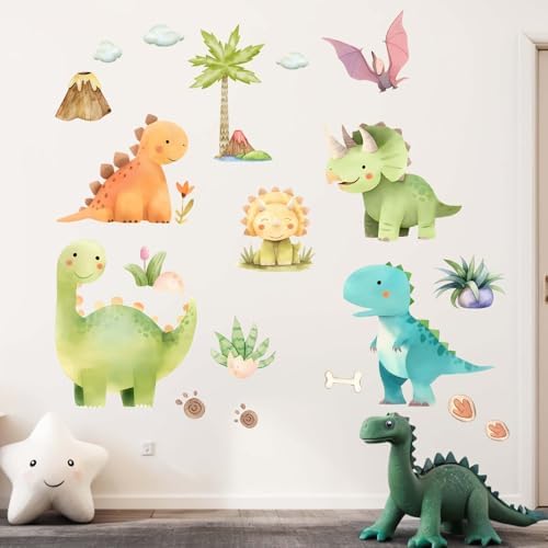 Amazon.com: Yovkky Baby Dinosaur Wall Decals Stickers, Dino Volcano ...