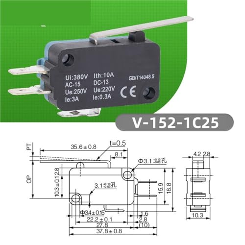Interruptor de límite V-152-1C25 microinterruptor de palanca para impresoras 3D y CNC 4