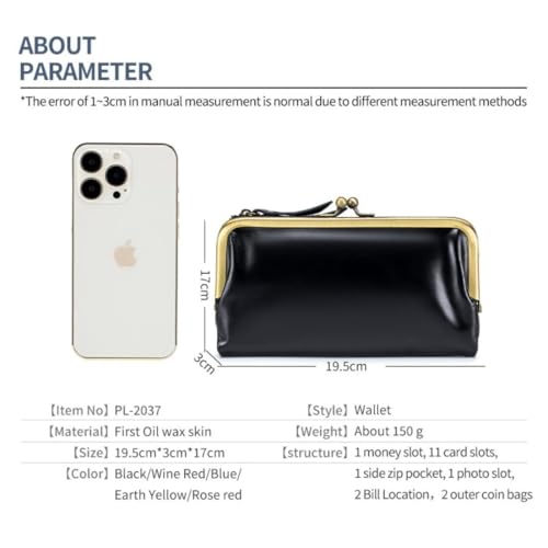 Credit Card Holder Kiss-lock Wallet Phone Holder Clutch Genuine Leather Small Purse for Women2