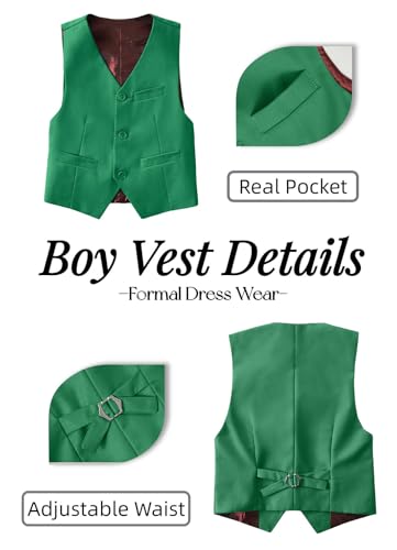 Image of YuanLu Toddler Boys Formal Suits Set,Vest Pants Dress Shirt and Tie for Kids Boy Wedding Ring Bearer Oufit