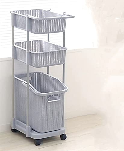 ランドリーバスケット 3段 65L 幅34奥行き48高さ97cm スリム 洗濯かご キャスター付き ハンドル付き 大容量 隙間収納 北欧 おしゃれ フック付き タオルバー付き