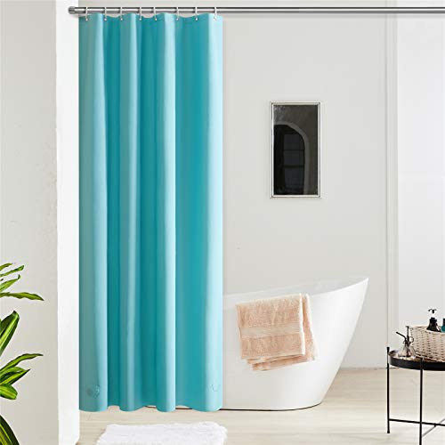 Furlinic Duschvorhang Anti-schimmel Wasserdicht Klein Badvorhang aus Eva 120x180cm Türkis mit 8 Duschvorhangringen Saum mit Steinen Cover