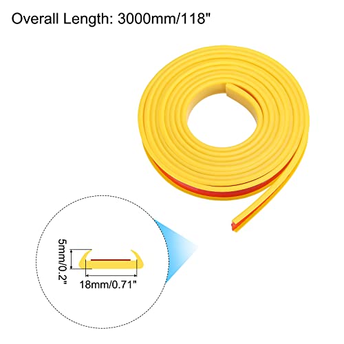 Image of uxcell U Shape Furniture Edge Banding, 3 Meters Self Adhesive Flexible Edging Trim, 5x18mm TPE Edge Guards for Cabinets Furniture Repair Restoration, Yellow