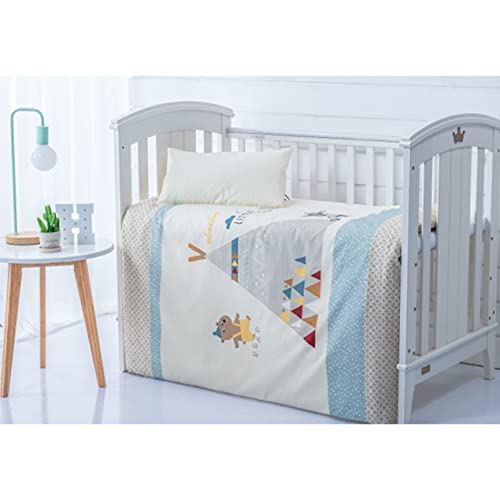 10XDIEZ Funda Nórdica para Cuna + Funda Almohada a Juego - (Blanco Family - Maxicuna - 70x140 cm)