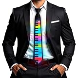 GloFX Rainbow Piano LED Tie – Light-Up Necktie for Rave Costumes, Parties & Music Festivals – 3 Lighting Modes – Batteries Not Included