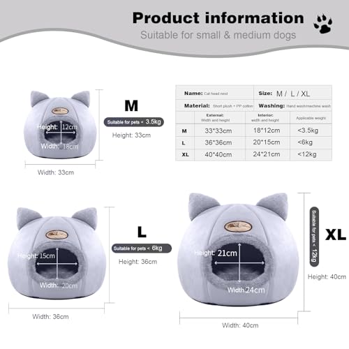 PETCUTE Cat Bed Tent for Cats Small Dogs,Pet Bed for Cats,Machine Washable,Cat Cave Bed with Anti-Slip & Water-Resistant Bottom,Semi-Enclosed Cat Bed House,Cat Sleeping Cave,Cat Cushion Bed - Image 3