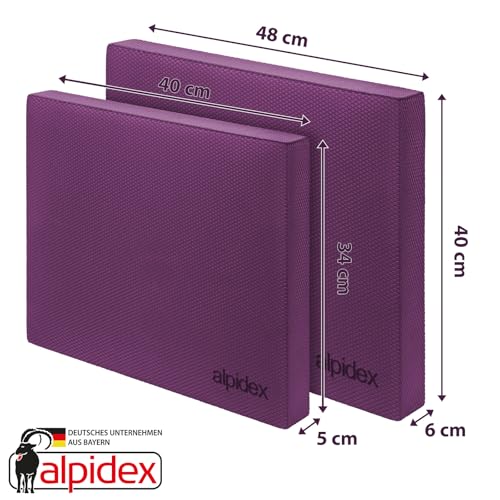 ALPIDEX Balance Pad 40x34x5 cm Balancekissen Violett inkl. 3 Fitnessbänder Stabilität Koordination Verbessertes Gleichgewicht Kissen Rutschfest Wackelkissen Balancegerät Gleichgewichtstrainer