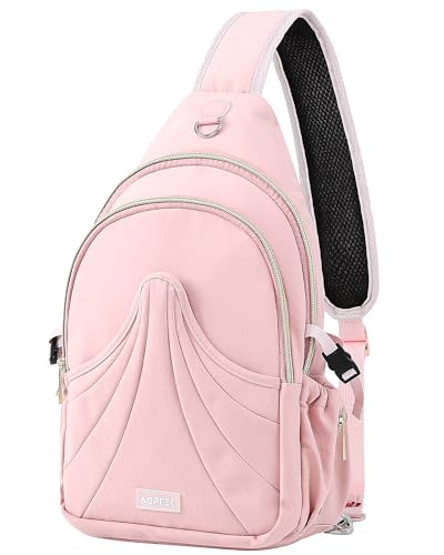 AGPTEK Diaper Sling Bag, Small Crossbody Bags for Mom with Insulted Pockets & Water Bottle Holder, Water-Resistant,Convertible Shoulder Pack for Daily Park Visit Trip Travel, Pink