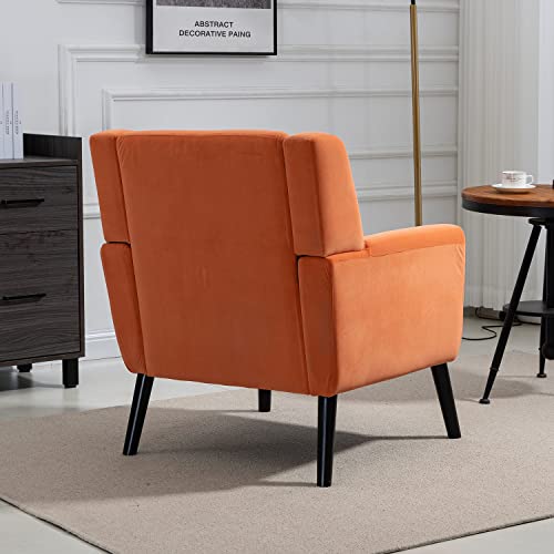 Qtivii Velvet Accent Chairs Set Of 2, Tufted Upholstered Sofa Chair With Button Back, Mid-Century Modern Living Room Chairs For Bedroom, Reading (Orange) #TOP6
