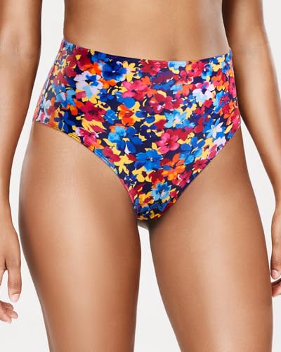 Image of Tempt Me Womens High Cut High Waisted Bikini Bottoms Tummy Control Bathing Suit Bottoms Swim Bottom Swimsuit Bottom