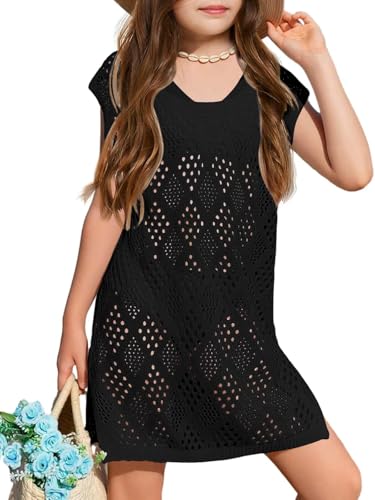 Image of Girl's Cover Up Crochet Swimwear V Neck Knit Summer Beachwear Cover Tops
