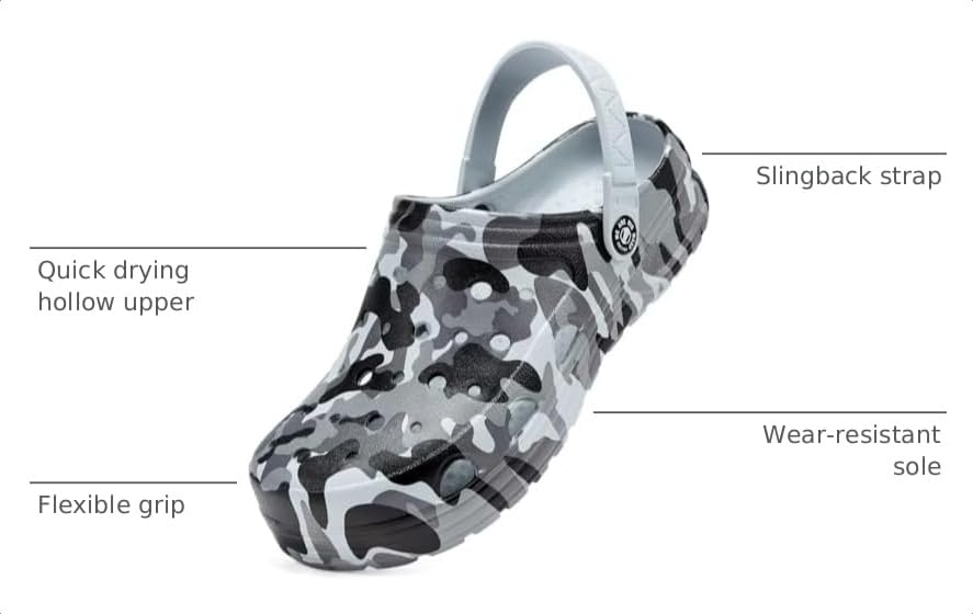 Image of Kids Boys&Girls Black Camouflage Clogs Children's Beach Shoes Classic Marbled Tie Dye Clog Little Kid
