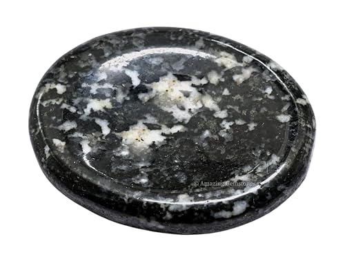 Image of Amazing Gemstone Black and White Tourmaline Worry Stone Crystals & Healing Stones - Worry Stones for Stress Relief Gifts - Piedra Crystal Fidget for Meditation - Stocking Stuffers and Birthday Gifts