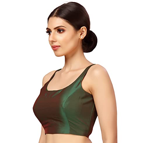 Image of Studio Shringaar Women's Polyester Sleeveless Satin Padded Saree Blouse
