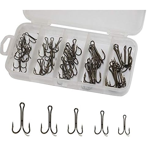 Laxygo Double Fishing Hooks Frog Hooks High Carbon Steel Barbed Hooks for Saltwater and Freshwater (50pcs kit) Cover