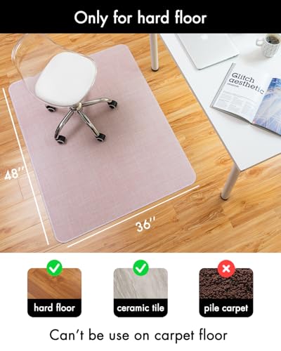 Image of BARoyal Office Chair Mat for Hardwood Floor Under Desk Computer Rolling Chair Mat for Wood /Tile Floor Non-Slip Heavy Duty Desk Rug PVC Plastic Hard Floor Protector 36 inch x 48 inch(Blush)