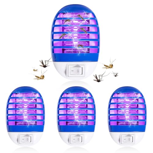 Mineup 4 Piezas Lámpara Antimosquitos Electrico, Mata Mosquitos UV Lampara, Lámpara Mata Mosquitos Tipo Enchufe, Puede Matar Mosquitos, Moscas y Polillas para Interior Comedor, Cocina, Dormitorio