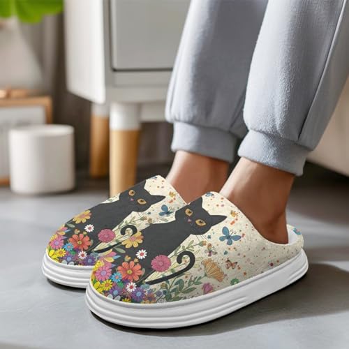 Womens Thick Sole Slippers for Winter Memory Foam Warm Fluffy House Slippers Indoor Outdoor Platform Shoes3