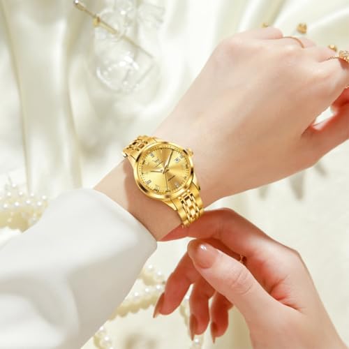 OLEVS Womens Automatic Watch Gold Luxury Diamond Self Winding Ladies Wrist Watches Waterproof Luminous Date2