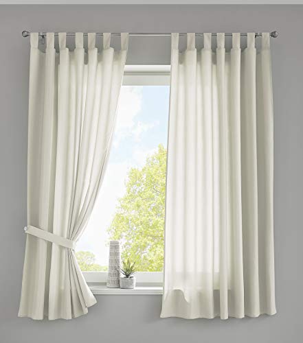 Gardinenbox 2er Set Vorhänge Schal Schlaufen »Berlin« HxB 175x140 cm Creme Blickdicht Microsatin Lichtdurchlässig Kräuselband Uni Matt, 20400N2