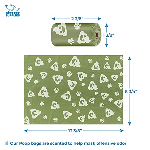 Image of Best Pet Supplies Dog Poop Bag Holder Leash Attachment Reusable Dispenser for Travel, Walking, Park, and Outdoor Use, Durable with Clip-On - Green, Pack of 2