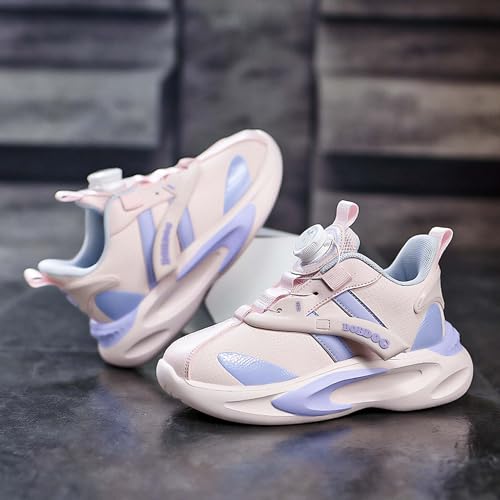 Kid's Rotating Buckle Running Shoes, Breathable and Lightweight Walking Shoes, Anti Slip and Wear-Resistant Sports Shoes, Synthetic Leather Upper Running Shoes, Short Distance Running Shoes.3