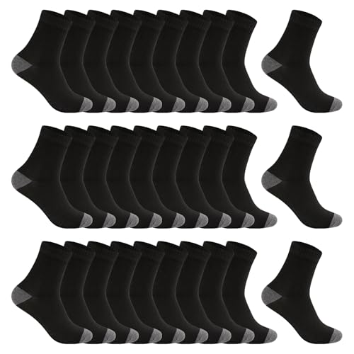 Image of 30 Pairs Men's Breathable Crew Socks - Soft Casual Comfort, Everyday Length Size 8-12 /12-16, Bulk Pack