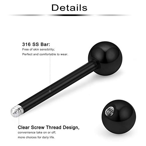 Ftovosyo 16 Pairs 16G Surgical Steel Nipplerings Nipple Tongue Rings Straight & Horseshoe Barbell Hoop Body Piercing Jewelry for Women Men2