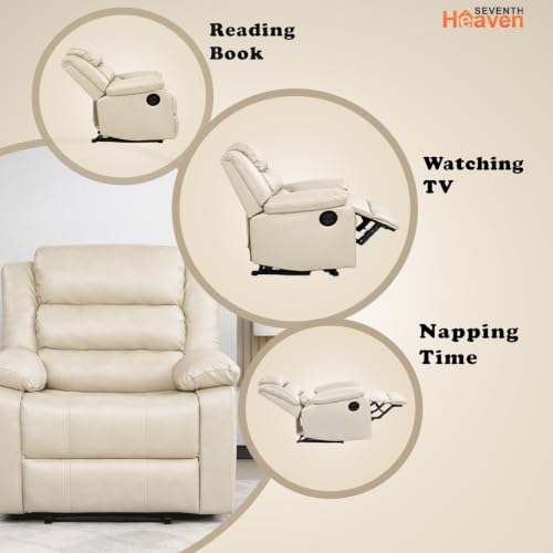 Image of Seventh Heaven Phoenix 1 Seater Motorised Recliner | Single Sofa Chair for Living Room Comfort | Ergonomic Design (Leatherette - Bege)