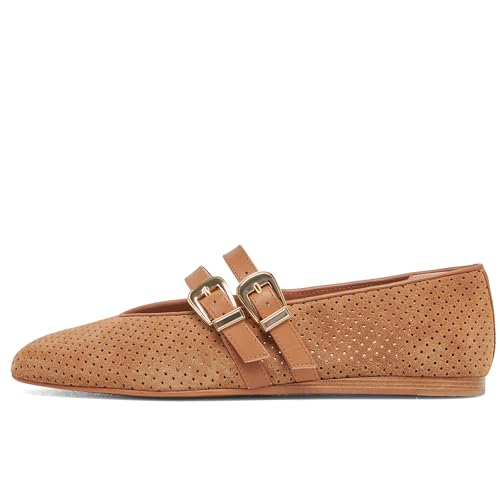 Mary Jane Flats for Women Woven Raffia Round Toe Ballet Flat Comfortable Walking Ballerina Shoes with Double Buckle Strap4