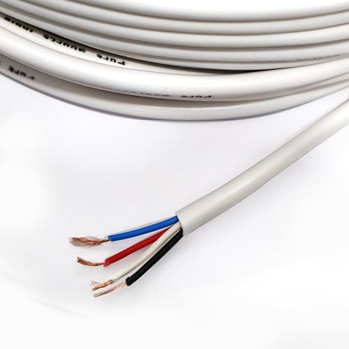 Image of Pure Source India Flexible 0.25mm x 4 Core Round Copper Electrical Wire, Load Capacity- 2 Ampere / 450 Watt (White) (100 MTR)