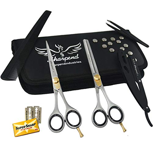 Professional Haircutting Scissors Kit – 6 inch Razor Edge Barber Scissor, Japanese Haircutting Scissors and Thinning Shears for Men, Women & Kids, Salon and Home Hair Cutting Set