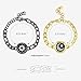 TOTWOO Long Distance Touch Bracelets for Couples, Vibration & Light up for Love Couples Bracelets, Sun&Moon Touch Bracelets with Figaro Chain(Black+Gold) Gifts for Friend Bluetooth Pairing Jewelry