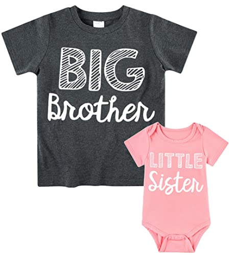 Image of Funnycokid Big Brother Little Brother Matching Outfits Big Sister Little Sister Shirt Set Newborn Clothes