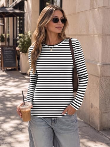 Ekoauer Long Sleeve Shirts for Women Cotton Crew Neck Tops Thermal Tshirts - image 3