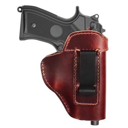 Gun Holster Concealed Carry for Men: Women IWB Pistol Holsters for Right Hand - Leather Glock Holster for Glock 19 17 42 43X | Sig P365 | Ruger LCP | Taurus G2 Similar Sized Handguns Revolvers