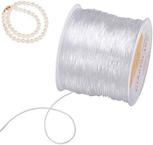 35 m Clear Stretch Elastic Beading Thread, Craft Jewelry Bracelet Making Cord String, 1mm Crystal String Stretch Line for Hanging Christmas Ornaments, Bracelet Making, Sew Hobby