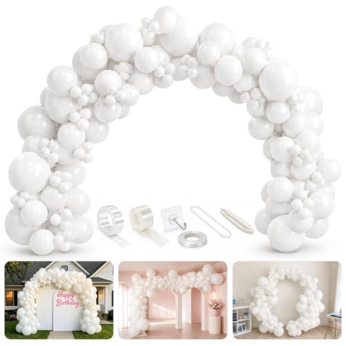 Image of Bezente 10FT White Balloon Garland Arch Kit for Backdrop Arch Stand 135 Pcs
